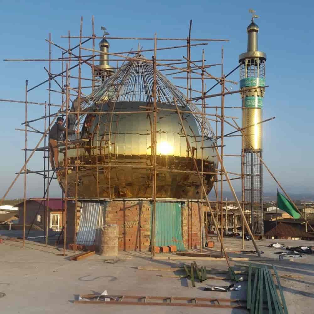 گنبد و گلدسته استیل طلایی در مازندران جاده گهرباران